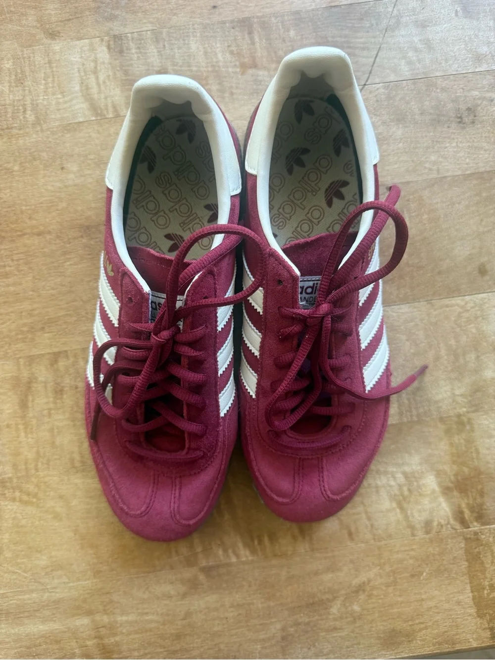 adidas Burgundy Suede Spezial Sneakers with White Stripes - Picture 2 of 4